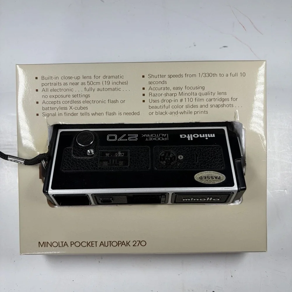 VTG Minolta Pocket Autopak 270 110 Film Camera Complete In Original Box